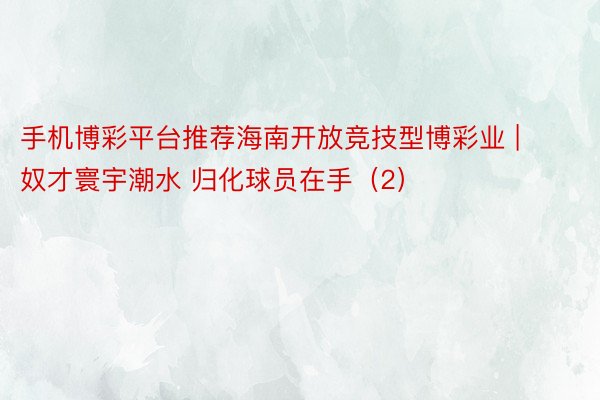 手机博彩平台推荐海南开放竞技型博彩业 | 奴才寰宇潮水 归化球员在手（2）