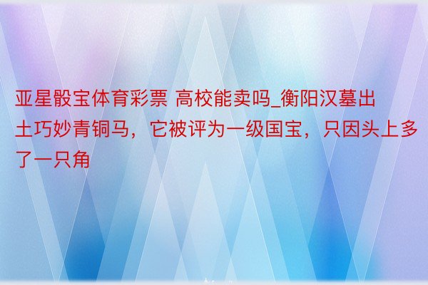 亚星骰宝体育彩票 高校能卖吗_衡阳汉墓出土巧妙青铜马，它被评为一级国宝，只因头上多了一只角