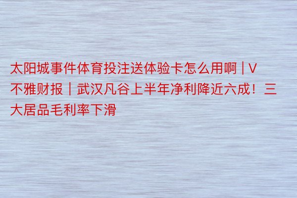 太阳城事件体育投注送体验卡怎么用啊 | V不雅财报｜武汉凡谷上半年净利降近六成！三大居品毛利率下滑
