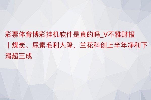 彩票体育博彩挂机软件是真的吗_V不雅财报｜煤炭、尿素毛利大降，兰花科创上半年净利下滑超三成