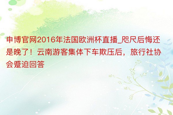 申博官网2016年法国欧洲杯直播_咫尺后悔还是晚了！云南游客集体下车欺压后，旅行社协会蹙迫回答